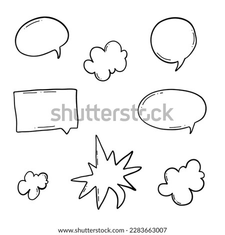 Text speech doodle bubbles set
