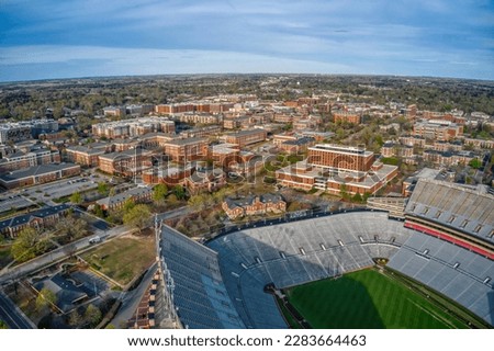 Aerial View of the Town and University of Auburn, Alabama Royalty-Free Stock Photo #2283664463