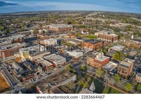 Aerial View of the Town and University of Auburn, Alabama Royalty-Free Stock Photo #2283664467