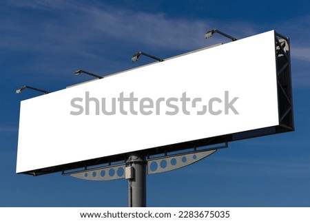White billboard along the highway. Background for design and advertising. 