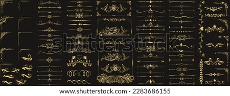2023 Sets of Gold decor photo frame. Gold photo frame with corner Thailand line floral for picture. border design is pattern style with clip path. gold ornament decorate frame border pattern Thai art Royalty-Free Stock Photo #2283686155