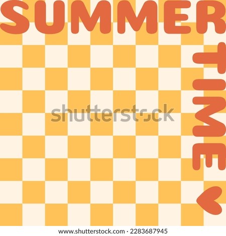 Summer time. Retro-style lettering "Summer time" on a chessboard. Summer banner, poster