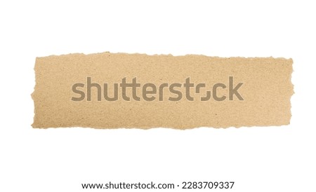 Abstract tag torn paper recycle brown pieces texture background. 
Old Kraft ripped paper scrap box craft pattern.
clipping path.
 top view.