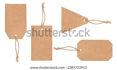 Set of blank paper tags of various shapes isolated on white background Royalty-Free Stock Photo #2283722913