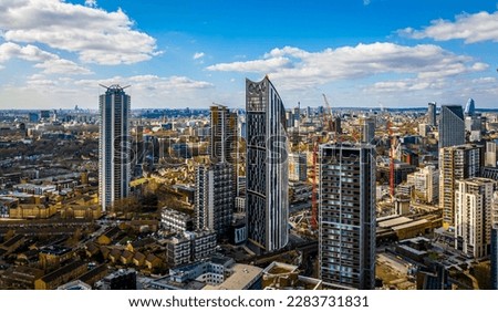 Aerial view of Strata tower central London from South bank, UK Royalty-Free Stock Photo #2283731831