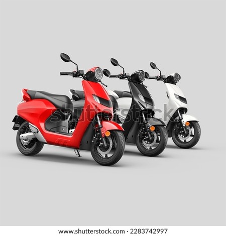 Set of three electric scooter with red white and black color Royalty-Free Stock Photo #2283742997
