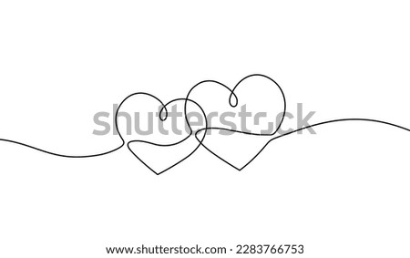 Hearts continuous line drawing. One single hands drawn contour heart for design love print. Symbol love oneline. Black lineart sketch isolated on white background. Romance outline. Vector illustration Royalty-Free Stock Photo #2283766753