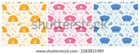 Set of Happy Labor Day Seamless Pattern Design Illustration with Different Professions in Element Template Hand Drawn
