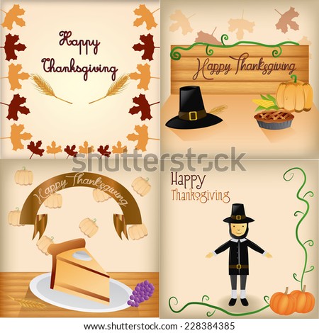 a set of different backgrounds with different elements and text for thanksgiving
