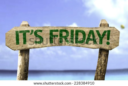 It's Friday sign with a beach on background Royalty-Free Stock Photo #228384910