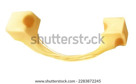Two pieces of melted cheese on a white background Royalty-Free Stock Photo #2283872245