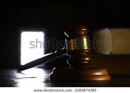 Judges gavel on wooden desk. Law concept.