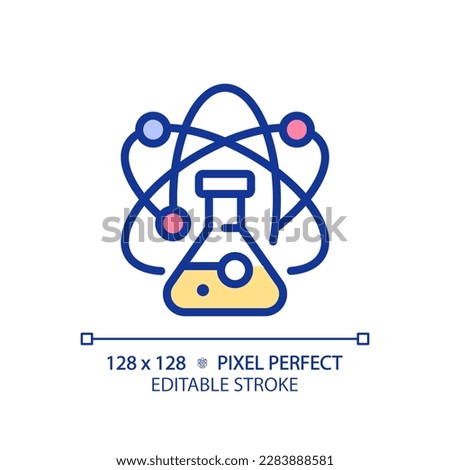 STEM in science pixel perfect RGB color icon. Data mining technology in education. Researching methods for students. Isolated vector illustration. Simple filled line drawing. Editable stroke