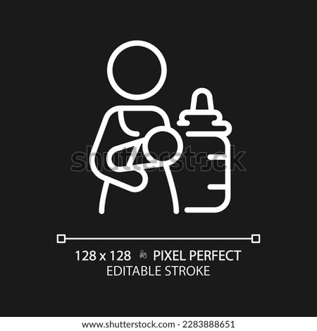 Lactation room pixel perfect white linear icon for dark theme. Private space for breast pumping. Baby care in restrooms. Thin line illustration. Isolated symbol for night mode. Editable stroke Royalty-Free Stock Photo #2283888651