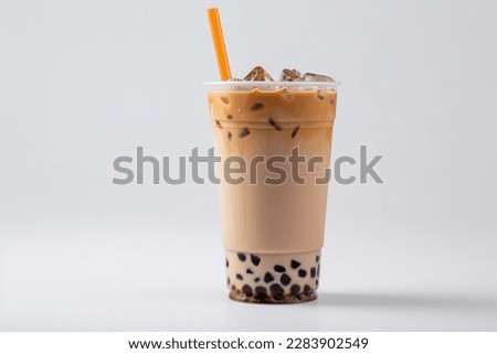 A cup of bubble tea on white background 