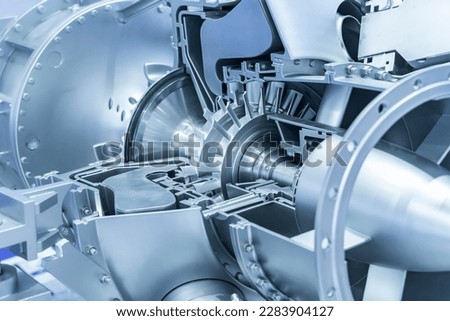 Detail of industrial gas turbine Royalty-Free Stock Photo #2283904127