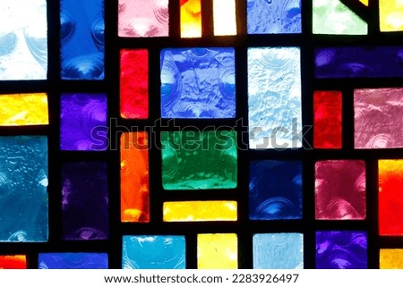 Stained glass.  Wesleyan Holiness Church. Wesleyan Methodist Church. Royalty-Free Stock Photo #2283926497
