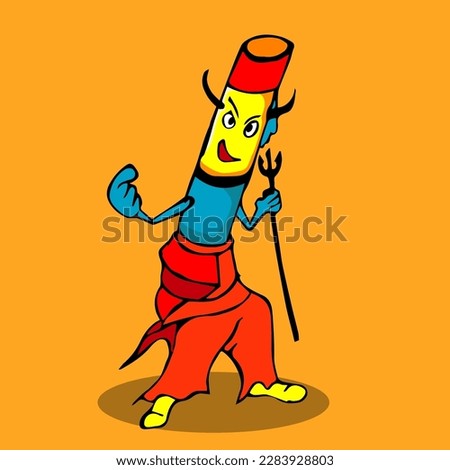 cartoon image of smoking devil carrying a black stick