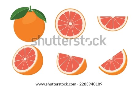 Grapefruit set. Organic fresh grapefruit isolated on white.
 Royalty-Free Stock Photo #2283940189