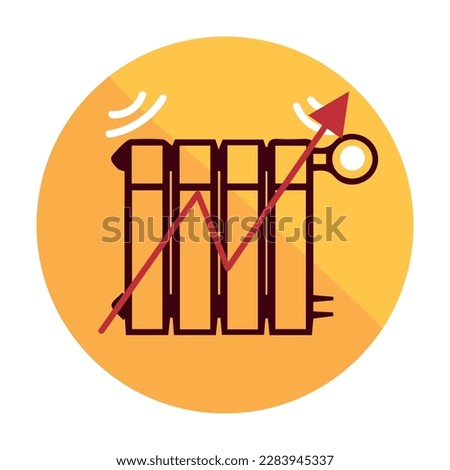Radiator with growing arrow on white background. Concept of risi