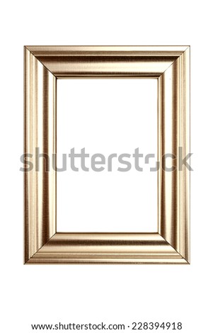 Gold picture frame isolated on white background with clipping path.