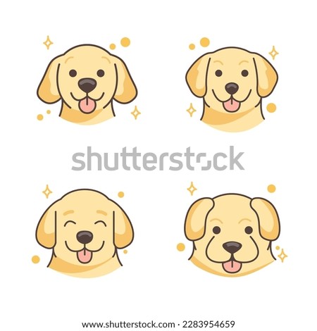 cute golden retriever dog face icon line logo flat simple style vector. set cute golden retriever dog face icon line logo flat simple style vector. cute golden retriever icon line logo flat 