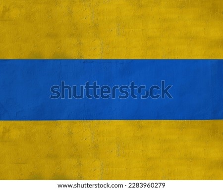 maritime flag to represent the letter D. flag painted on concrete wall, abstract Ukraine politics concept. blue and yellow. Abstract texture backdrop.