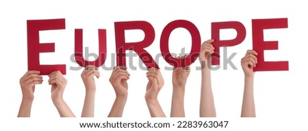 People Hands Building Word Europe, Isolated Background
