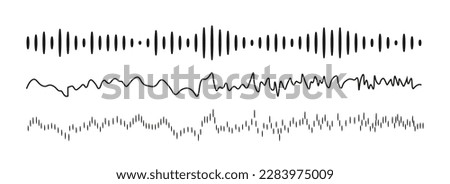 Audio sound set. Music wave icon isolated on white background.Radio signal frequency and digital voice visualisation. Royalty-Free Stock Photo #2283975009