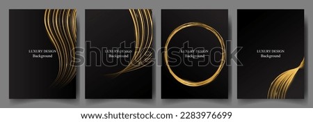 set luxury black and wavy shiny gold line design background vector. luxury elegant theme Royalty-Free Stock Photo #2283976699