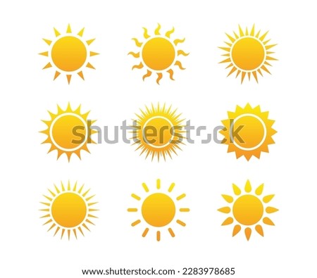 Sun icons vector. Elements for design. Sunshine, Sunset vector illustration.