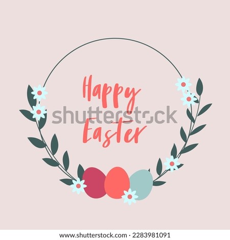 Happy Easter flower border round template, egghunt banner Royalty-Free Stock Photo #2283981091