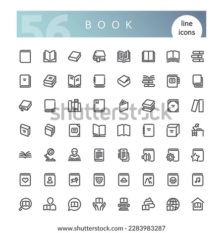Set of 56 book line icons suitable for web, infographics and apps. Isolated on white background. Clipping paths included.
