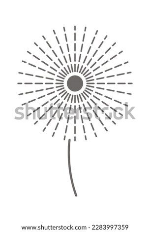 Dandelion fluffy flower ornament flat icon Floral design. Vector illustration