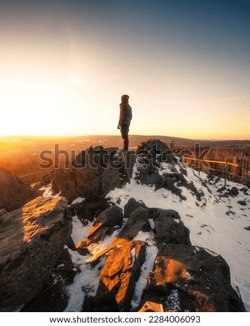 sunset in the harz mountains germany Royalty-Free Stock Photo #2284006093