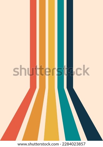 Retro stripes in a perspective. Vintage lines background. Sixties and seventies style graphic design. Abstract modern vertical background with copy space. 3D illusion. Vector illustration, clip art.