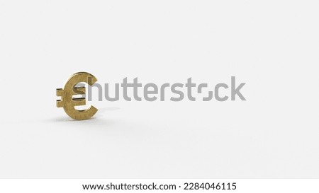 Gold 3d euro render minimalistic simple symbol design isolated on white background. Forex Trading concept. Currency 3D rendering Illustration. Copy space