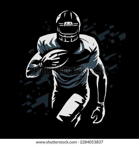 American football player on a black background.