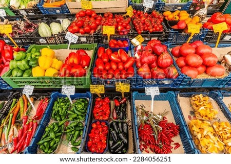 Vegetables for sale at Naschmarkt market in Vienna, Austria