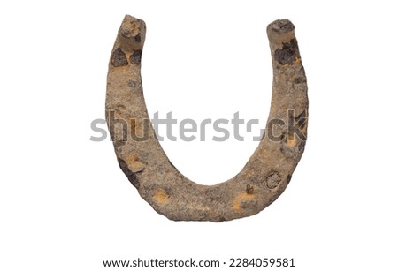 Old rusty horseshoe isolated on a white background. No shadow with clipping path.
