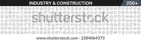 Industry and construction linear icons collection. Big set of more 250 thin line icons in black. Industry and construction black icons. Vector illustration Royalty-Free Stock Photo #2284064373