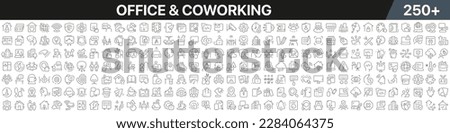 Office and coworking linear icons collection. Big set of more 250 thin line icons in black. Office and coworking black icons. Vector illustration Royalty-Free Stock Photo #2284064375
