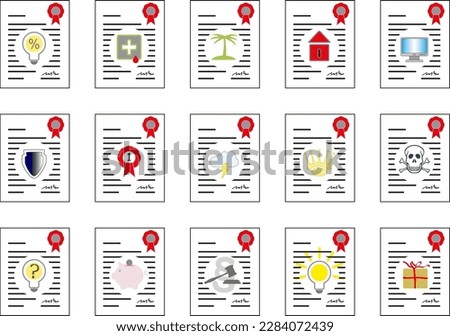 Symbolic purchase contracts as vector graphics for various purposes.