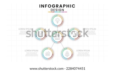 Business data process chart concept. Circle infographic icons designed for modern background template with 5 options, steps, parts.