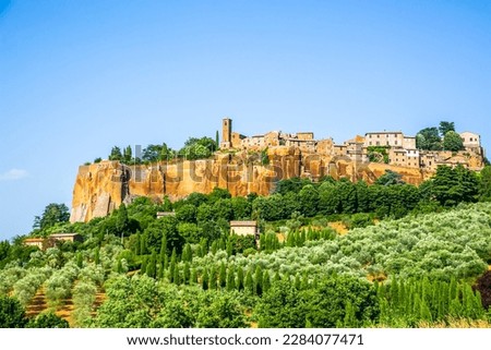 Panoramic view from below of the city of Orvieto-Italy