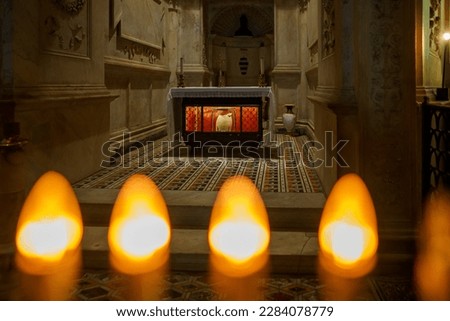 Urn with the bones of St. Januarius in the Chapel of Sukkorpo. Royalty-Free Stock Photo #2284078779