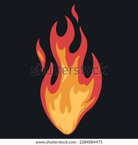 Torch fire flat emblem colorful with flaming element for fire and flame spread warning design vector illustration