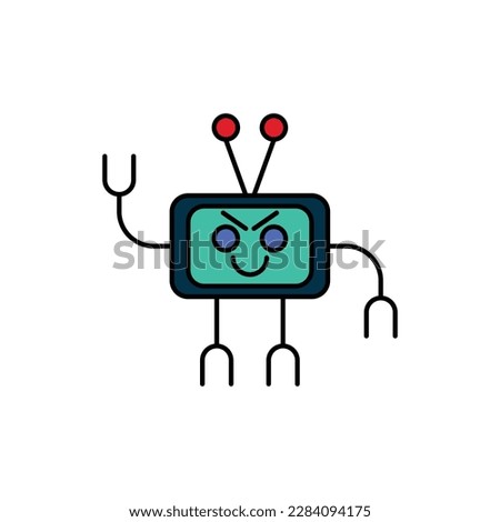 angry television character logo vector icon. Abstract graphic in simple flat illustration style.
