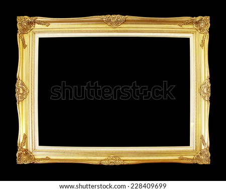 gold antique  picture frames. Isolated on black background