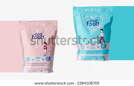 This is clean and minimalist packaging design appeals with big images, fun colors and clear information on key selling points. I also designed Dog Food pouch design as well as your website.